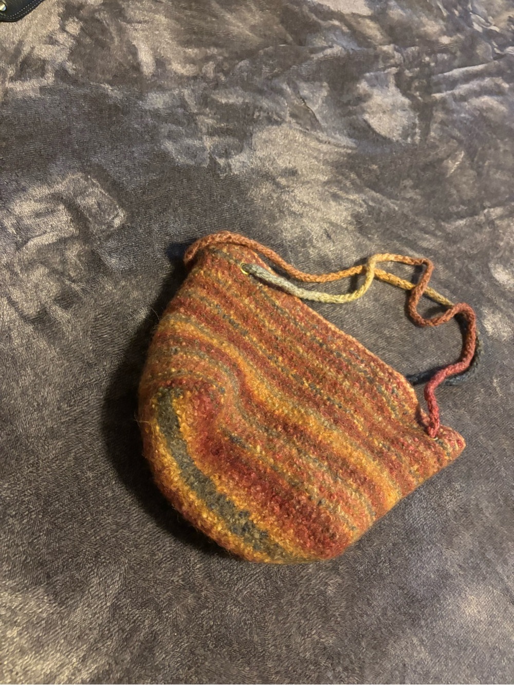 Handmade Multicolor Wool Hobo Bag - Autumn Stripe